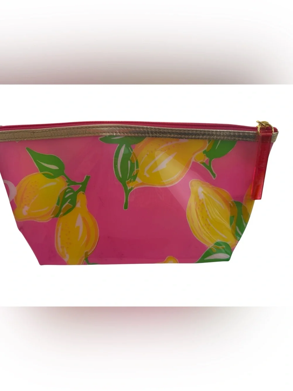Lilly Pulitzer Pink & Yellow Lemon Print Cosmetic Makeup Bag Pouch